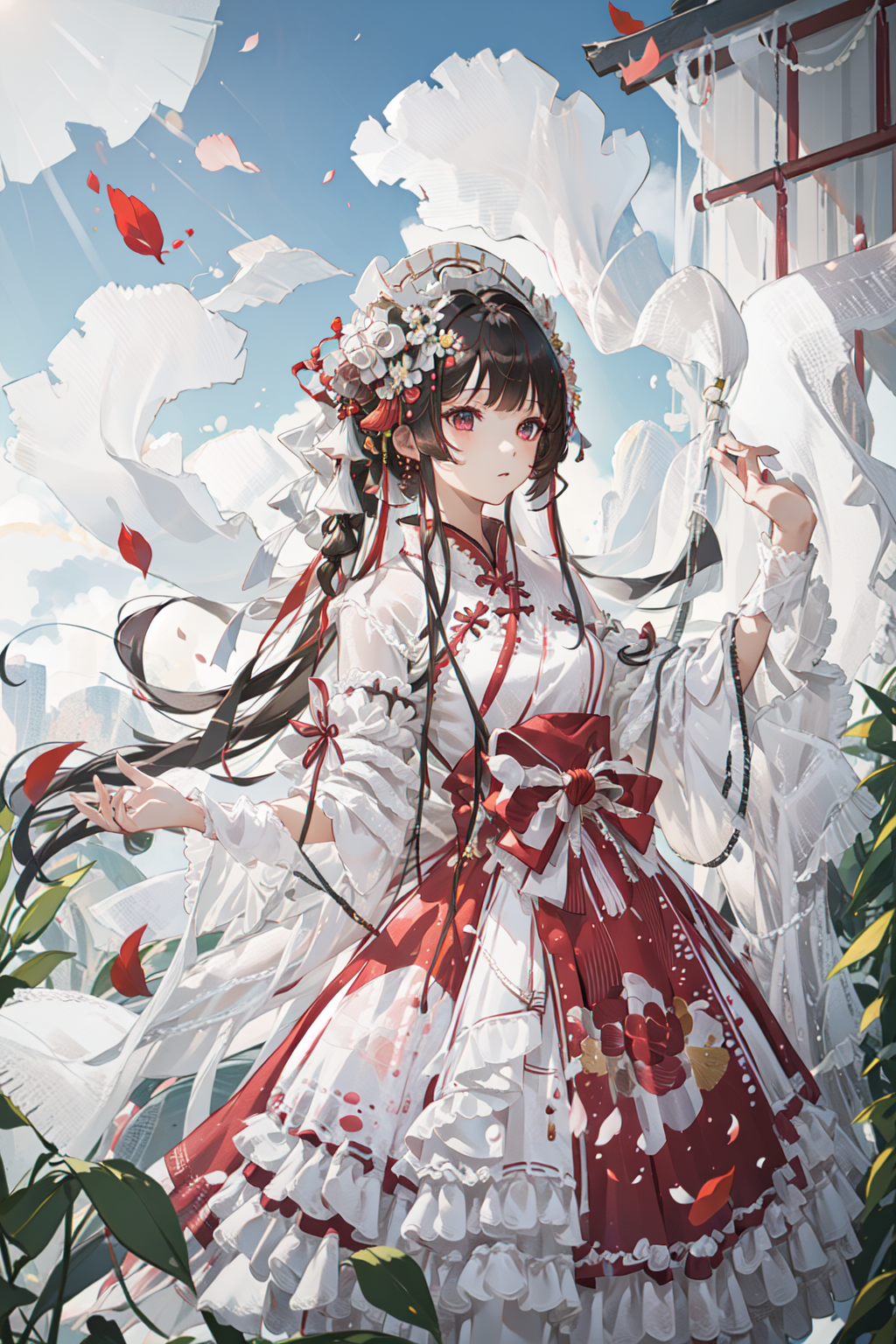 04025-2198223230-1girl,long hair,long sleeves,solo, , bamboo leaf,lake, cloudy sky,flower, petal,sunlight,wind,   ,chinese clothes, hanfu.png